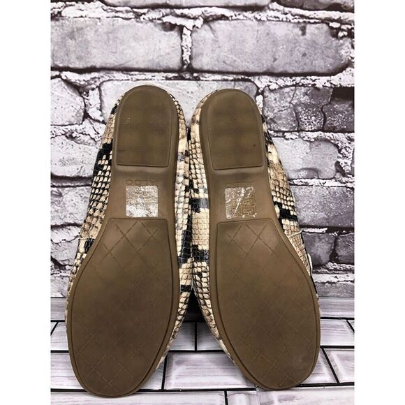 Aldo Cream Snake Skin Print Bow Leather Mocs Driving Shoes Women Sz 8M US/38.5EU - Picture 8 of 16